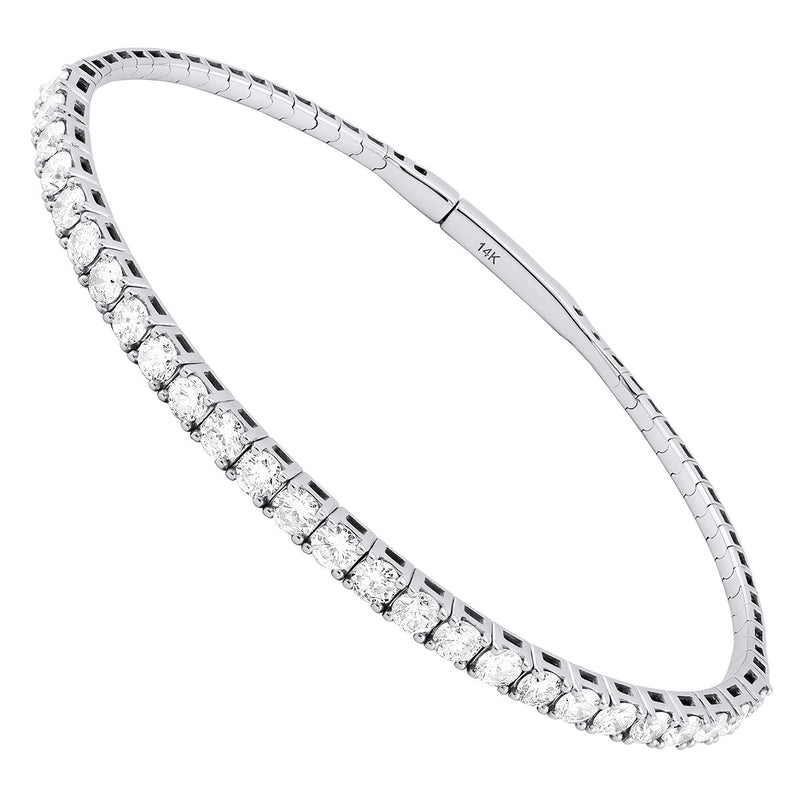 14K White Gold Flex Diamond Bangle Bracelet