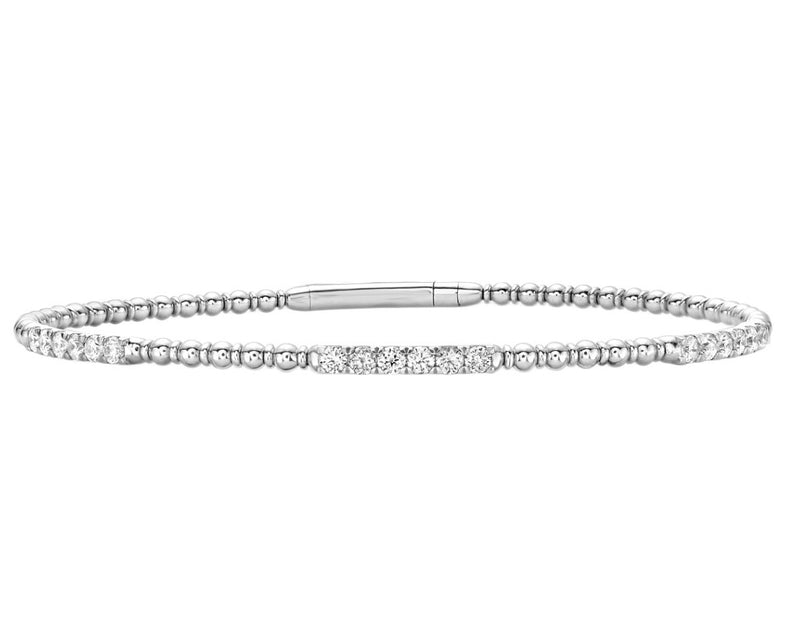 14K White Gold Diamond Station Flex Bracelet