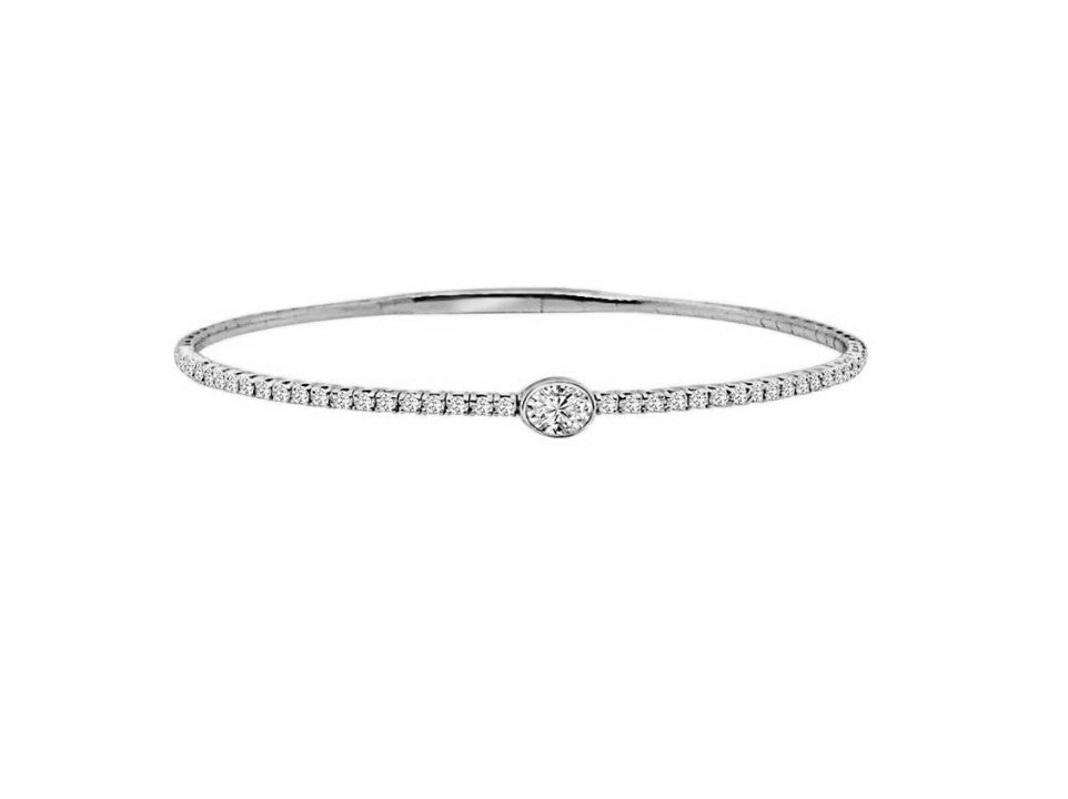 14K White Gold Flex Bangle Diamond Bracelet