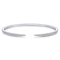 Lady's White 14 Karat Tapered Diamond Bangle Bracelet