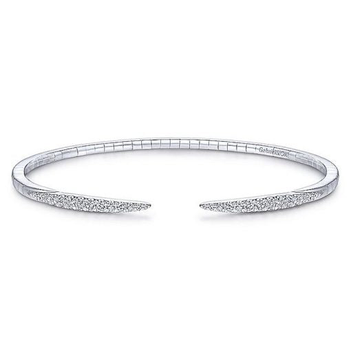 Lady's White 14 Karat Tapered Diamond Bangle Bracelet