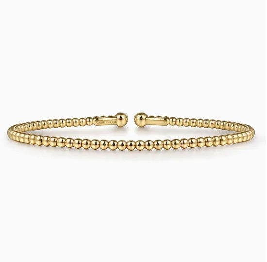 14K Yellow Gold Beaded Bujukan Cuff Bracelet
