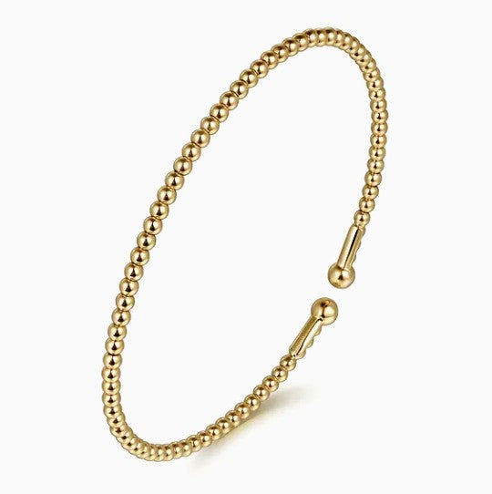 14K Yellow Gold Beaded Bujukan Cuff Bracelet