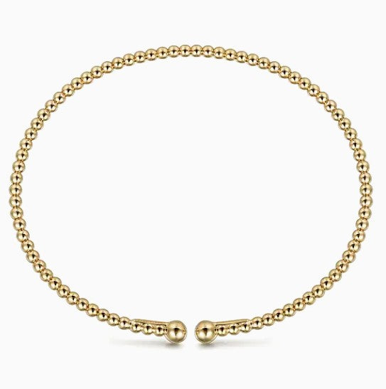 14K Yellow Gold Beaded Bujukan Cuff Bracelet