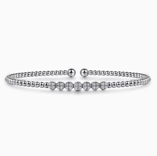 14K White Gold Diamond Beaded Bujukan Cuff Bracelet