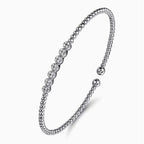 14K White Gold Diamond Beaded Bujukan Cuff Bracelet