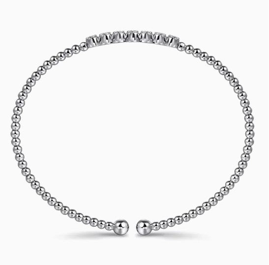 14K White Gold Diamond Beaded Bujukan Cuff Bracelet
