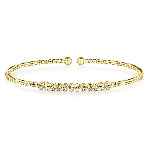 Lady's Yellow 14 Karat Diamond Bangle Bracelet