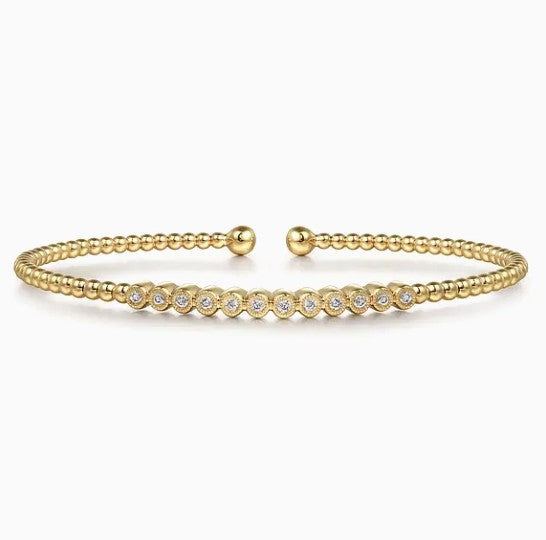 14K Gold Bujukan Beaded Diamond Cuff Bracelet