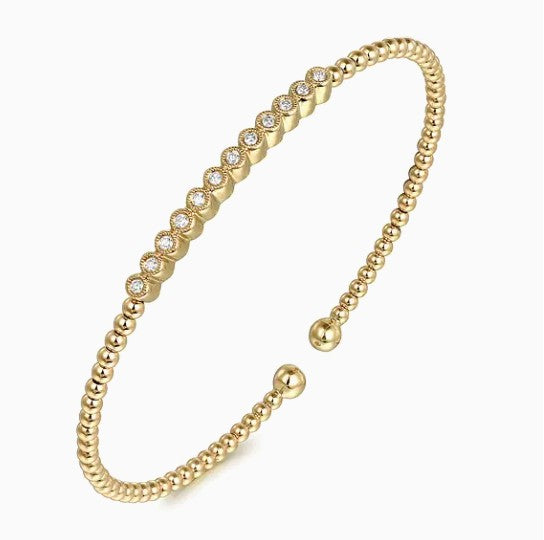 14K Gold Bujukan Beaded Diamond Cuff Bracelet