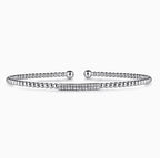 14K White Gold Diamond Bar Beaded Bujukan Cuff Bracelet
