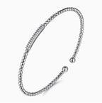 14K White Gold Diamond Bar Beaded Bujukan Cuff Bracelet