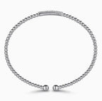 14K White Gold Diamond Bar Beaded Bujukan Cuff Bracelet