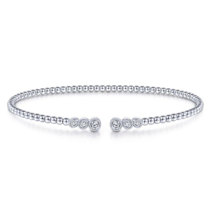 Lady's White 14 Karat Diamond Bangle Bracelet