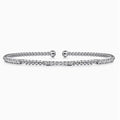 14K White Gold Bujukan Beaded Station Bar Diamond Cuff Bracelet