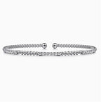 14K White Gold Bujukan Beaded Station Bar Diamond Cuff Bracelet