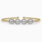 14K Gold Diamond Link Beaded Bujukan Cuff Bracelet