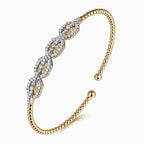 14K Gold Diamond Link Beaded Bujukan Cuff Bracelet