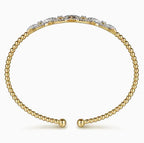 14K Gold Diamond Link Beaded Bujukan Cuff Bracelet