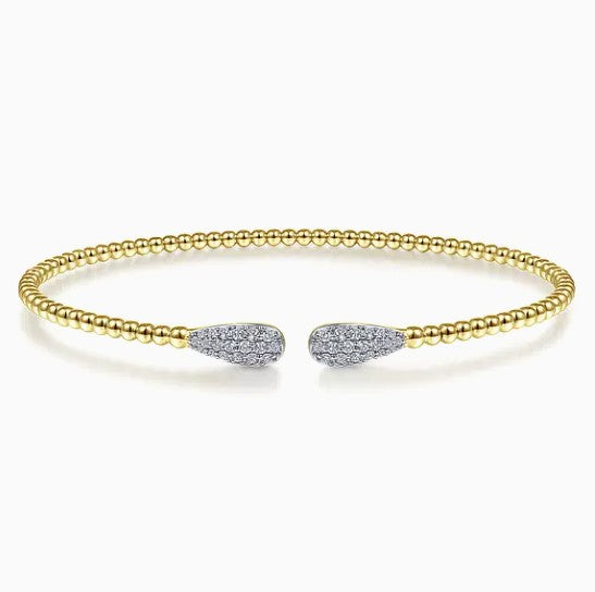 14K Yellow Gold Beaded Bujukan Cuff Bracelet
