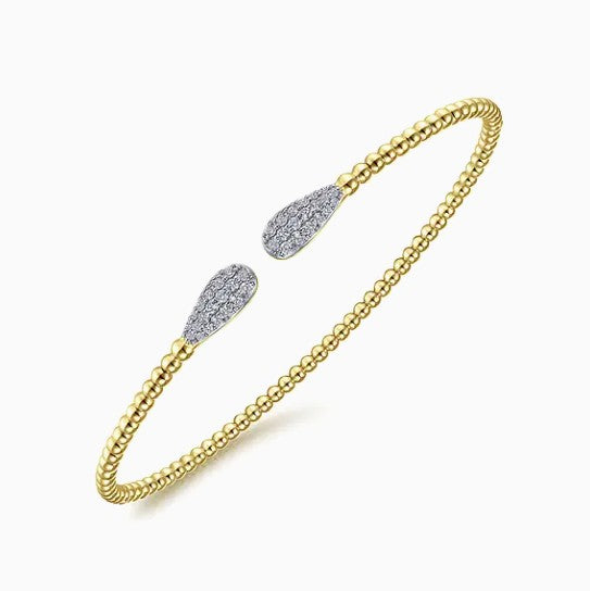 14K Yellow Gold Beaded Bujukan Cuff Bracelet