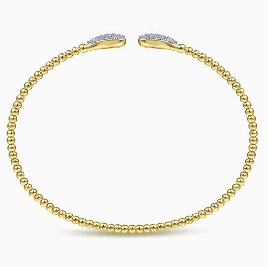 14K Yellow Gold Beaded Bujukan Cuff Bracelet
