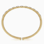 14K Yellow Gold Bujukan Beaded Wide Diamond Cuff Bracelet