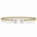 14K Gold Beaded Bujukan Collection Pearl & Diamond Cuff Bracelet