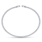 14K White Gold Beaded Bujukan Diamond Heart Cuff Bracelet
