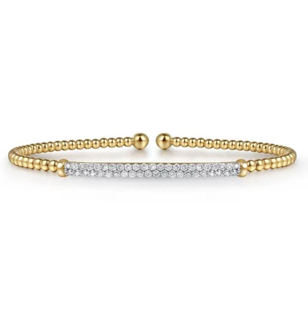 14K Gold Beaded Bujukan Collection Diamond Cuff Bracelet
