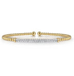 14K Gold Beaded Bujukan Collection Diamond Cuff Bracelet