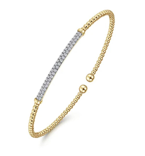 14K Gold Beaded Bujukan Collection Diamond Cuff Bracelet