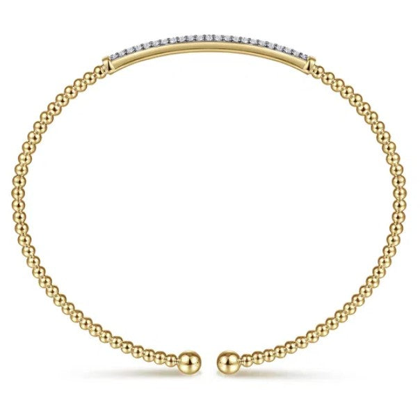 14K Gold Beaded Bujukan Collection Diamond Cuff Bracelet