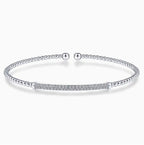 14K White Gold Bar Beaded Bujukan Cuff Bracelet