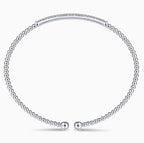 14K White Gold Bar Beaded Bujukan Cuff Bracelet