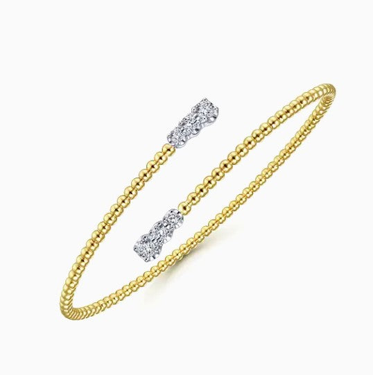 Two Tone 14K Yellow & White Gold Bypass Diamond Bracelet