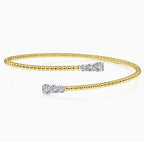 Two Tone 14K Yellow & White Gold Bypass Diamond Bracelet