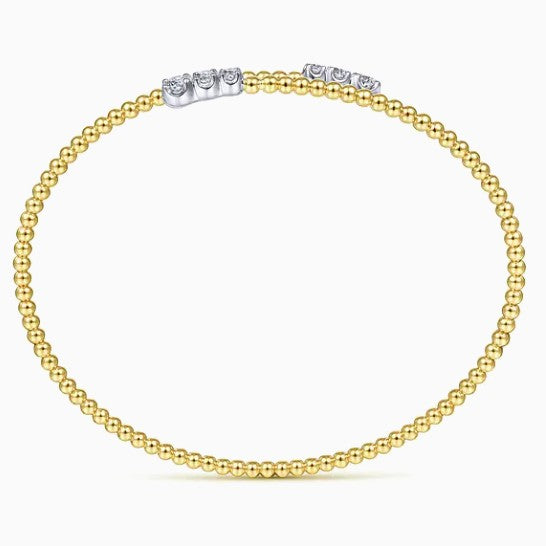 Two Tone 14K Yellow & White Gold Bypass Diamond Bracelet