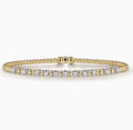 Two Tone 14K Yellow & White Gold Station Beaded Bujukan Bangle Bracelet
