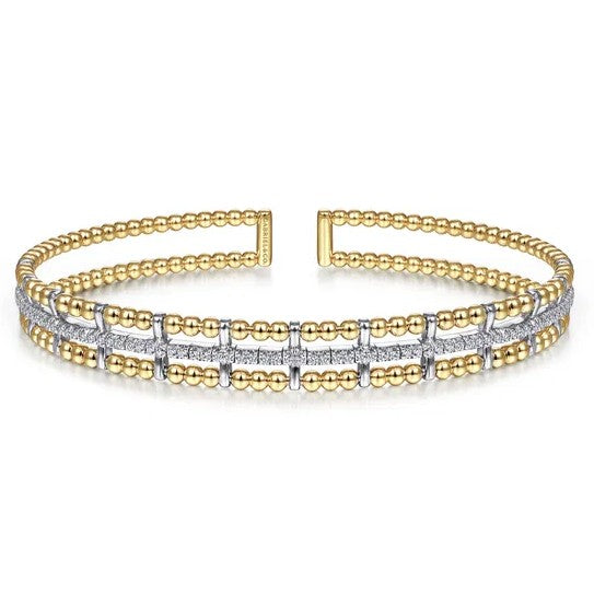 Two-Tone 14K Yellow & White Gold Beaded Bujukan Diamond Bracelet