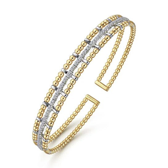Two-Tone 14K Yellow & White Gold Beaded Bujukan Diamond Bracelet