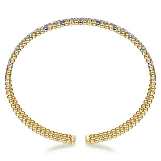 Two-Tone 14K Yellow & White Gold Beaded Bujukan Diamond Bracelet