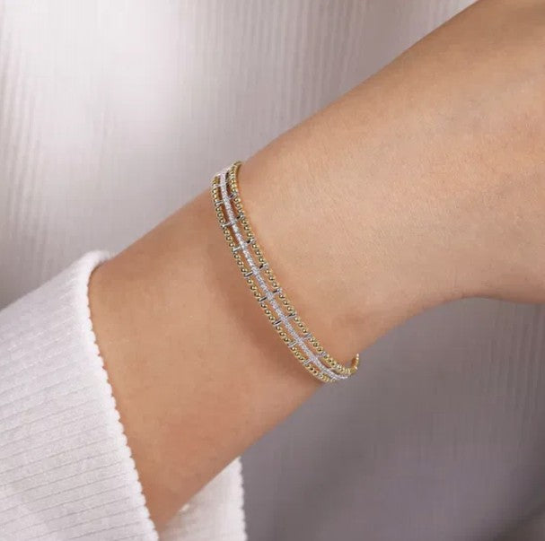 Two-Tone 14K Yellow & White Gold Beaded Bujukan Diamond Bracelet