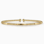 14K Yellow Gold Beaded Bujukan Cuff Bracelet