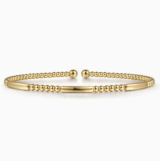 14K Yellow Gold Beaded Bujukan Cuff Bracelet