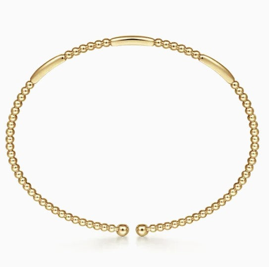 14K Yellow Gold Beaded Bujukan Cuff Bracelet