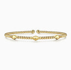 14K Yellow Gold Beaded Bujukan Pyramid Station Cuff Bracelet
