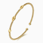 14K Yellow Gold Beaded Bujukan Pyramid Station Cuff Bracelet