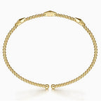 14K Yellow Gold Beaded Bujukan Pyramid Station Cuff Bracelet