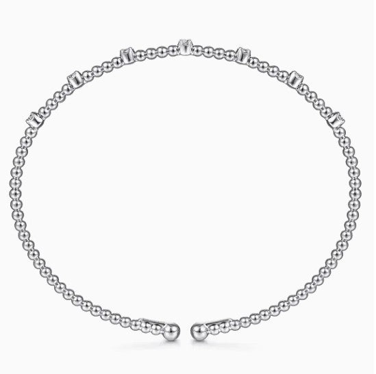14K White Gold Diamond Beaded Bujukan Cuff Bracelet